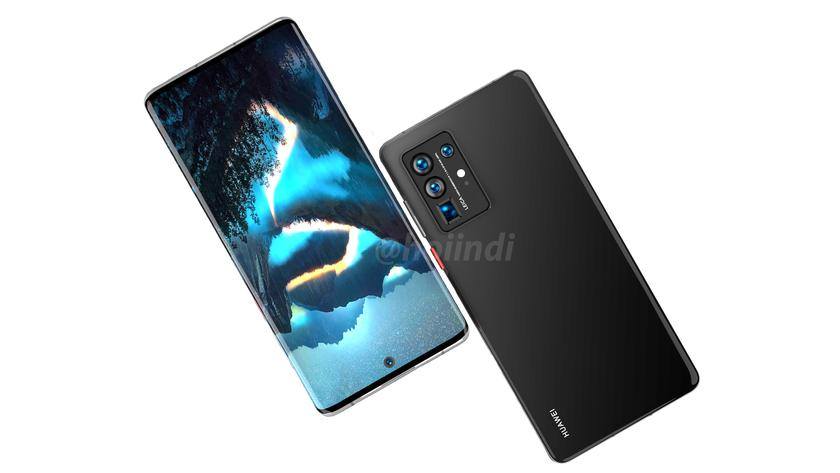 Huawei P50 Pro показали на новых рендерах: экран-«водопад» и квадрокамера